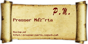 Presser Márta névjegykártya