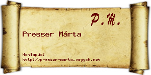 Presser Márta névjegykártya
